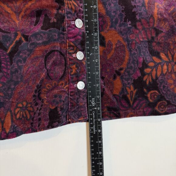 Pilcro Women’s 8 Corduroy High-Waisted Mini Skirt – Paisley Print, Button Front - Picture 6 of 8